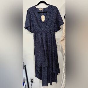 Hem & Thread Navy Polka Dot Midi Dress